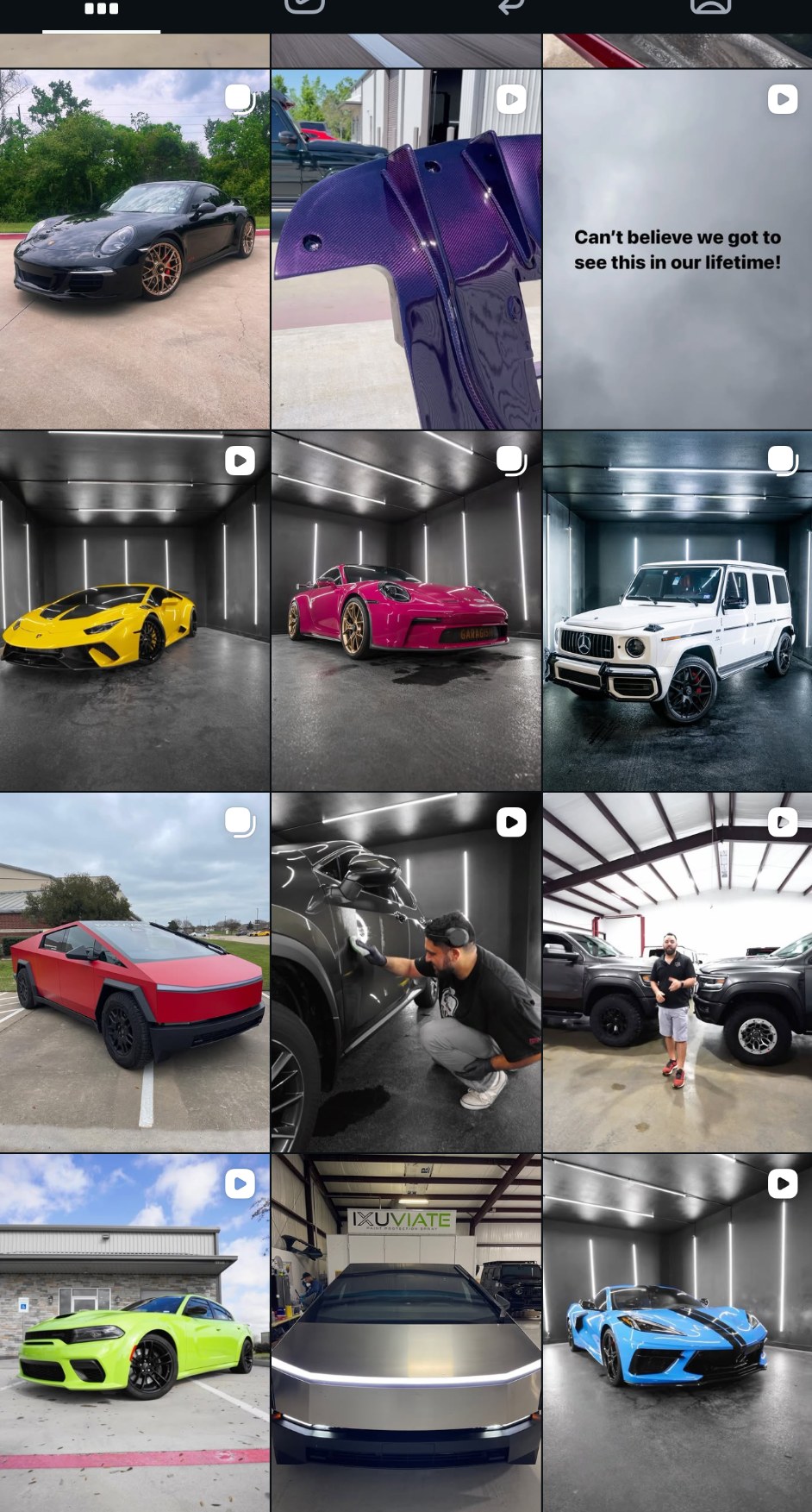 Automotive shop Instagram feed before content direction